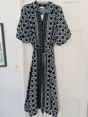 Navy Puff Sleeve Dress NWT